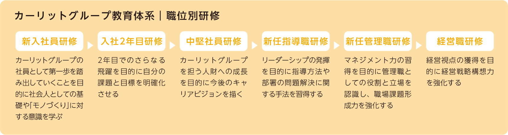 カーリットグループ教育体系|職位別研修